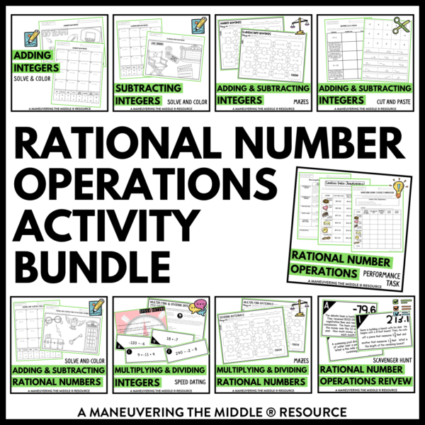 Rational Number Operations Activity Bundle 7th Grade Maneuvering The Middle