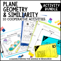 Plane Geometry and Similarity Activity Bundle 7th Grade - 9 activities: circumference, area of circles, triangles, quadrilaterals, & composite figures. | maneuveringthemiddle.com