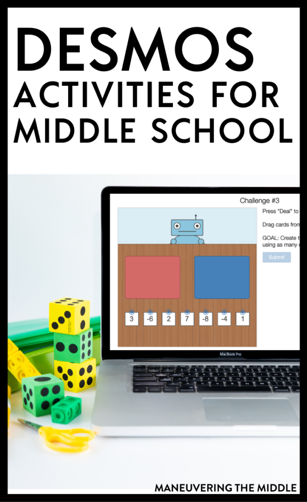 Desmos is a great tool to support remote learning! We've rounded up 12 Desmos activities for middle school classrooms on the blog! | maneuveringthemiddle.com