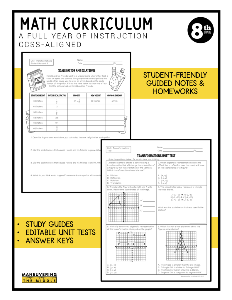 8th Grade Math Curriculum - CCSS - Maneuvering the Middle