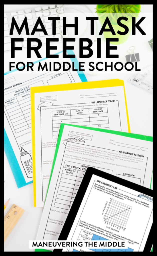 Start your year off right - download these free printable or digital math performance tasks for 6th, 7th, and 8th grade. | maneuveringthemiddle.com