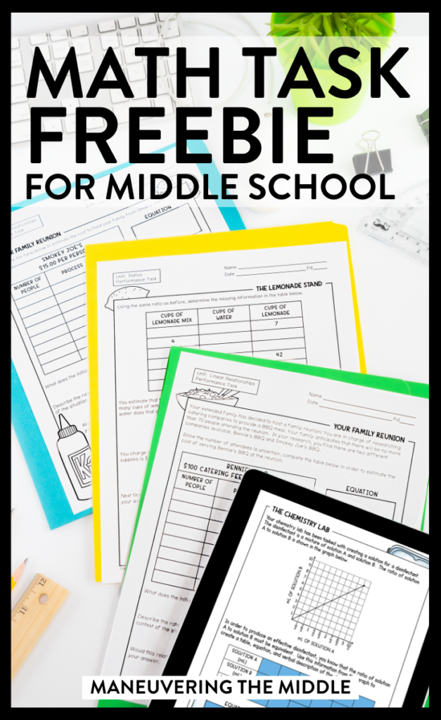 Free Math Performance Tasks For Middle School - Maneuvering The Middle