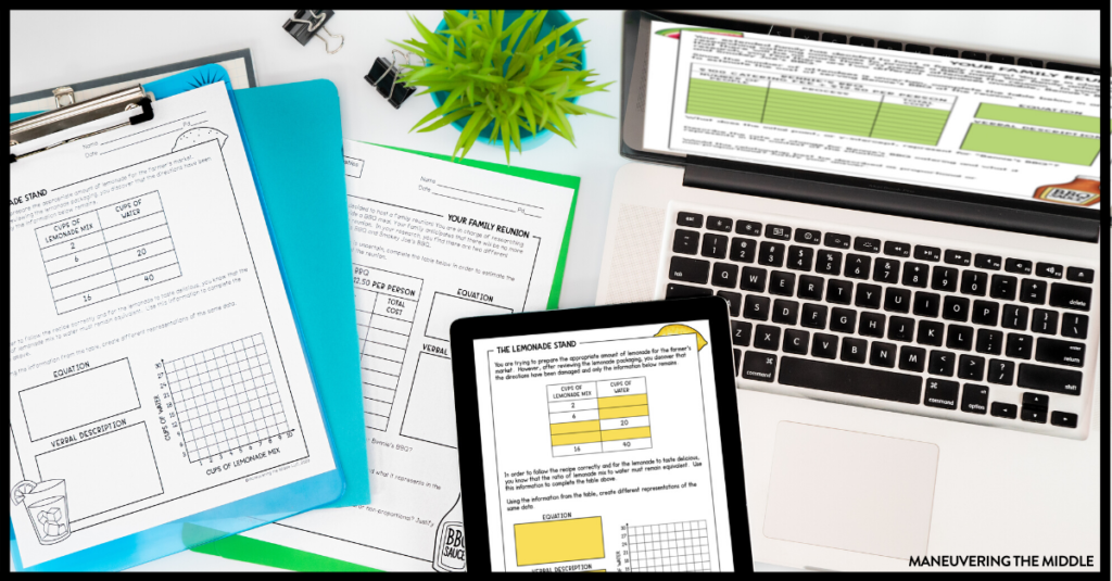 Start your year off right - download these free printable or digital math performance tasks for 6th, 7th, and 8th grade. | maneuveringthemiddle.com