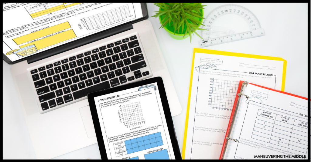 Start your year off right - download these free printable or digital math performance tasks for 6th, 7th, and 8th grade. | maneuveringthemiddle.com