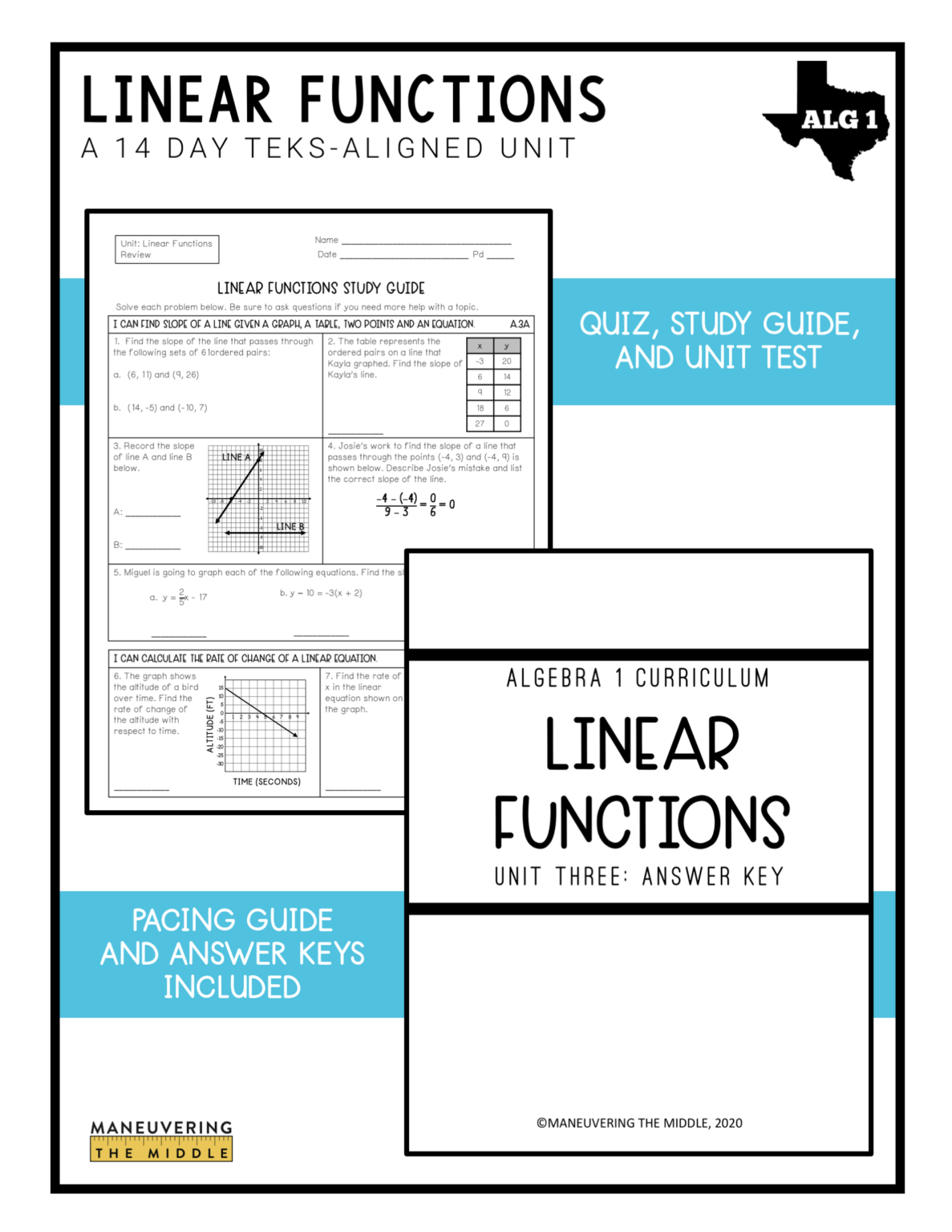 Linear Functions Unit Algebra 1 TEKS - Maneuvering the Middle