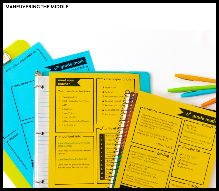 Your class syllabus does not have to be boring! It can be interesting & informative. Get your hands on a free, editable printable AND DIGITAL syllabus. | maneuveringthemiddle.org