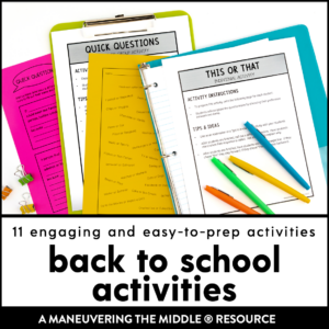 Back to School Activities for Middle School