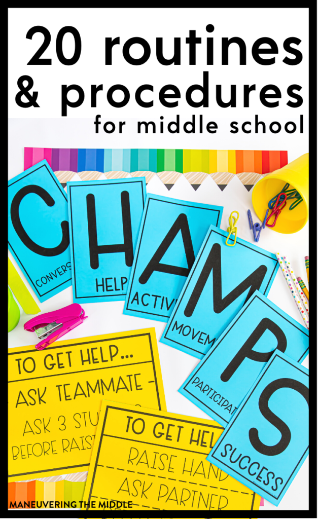 20 middle school routines and procedures to keep your students on the right track and out of trouble. Set your classroom up for success! | maneuveringthemiddle.com