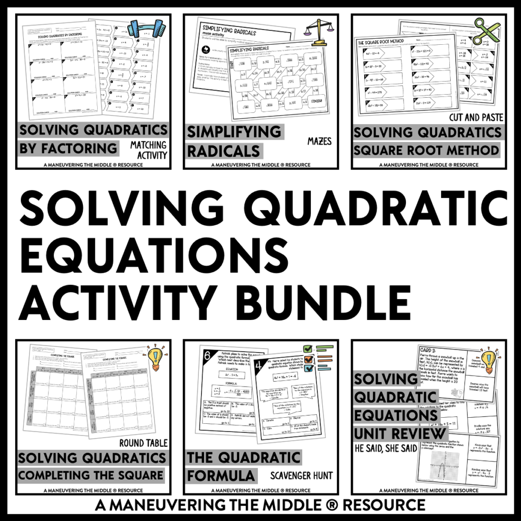 solving-quadratic-equations-activity-bundle-algebra-1-maneuvering-the-middle