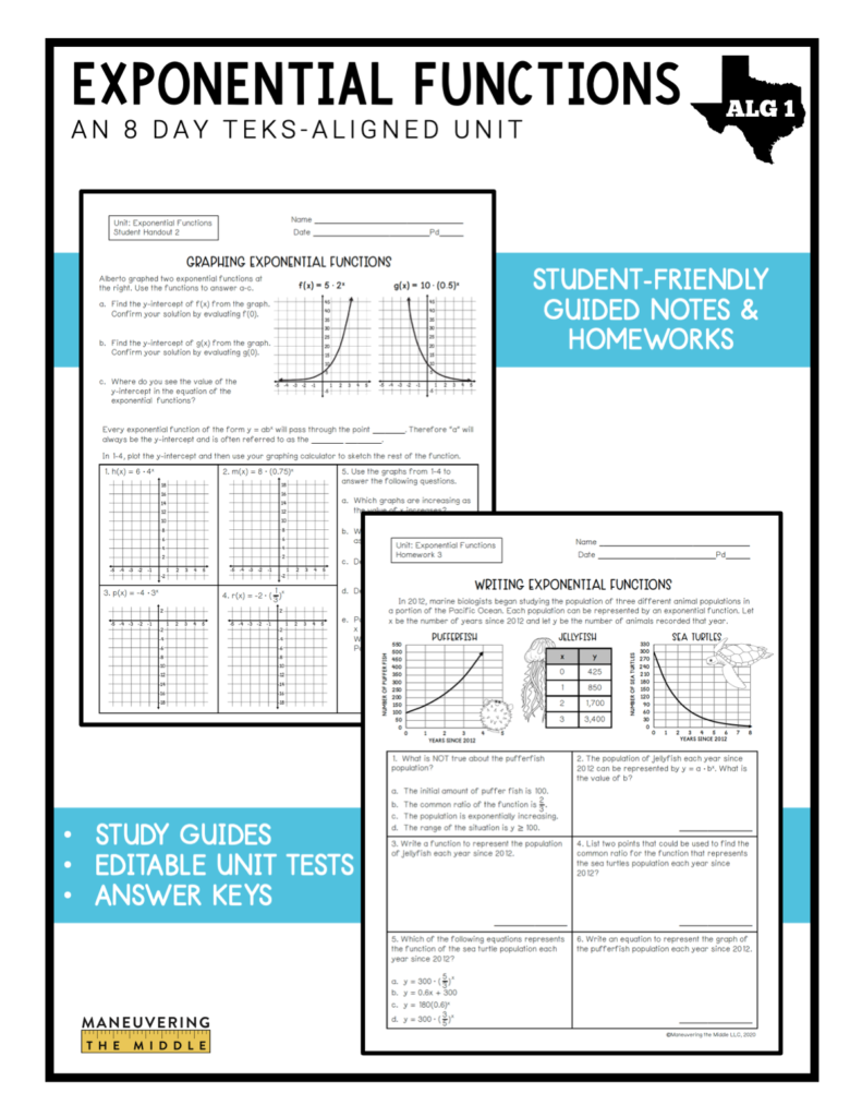 Exponential Functions Unit Algebra 1 TEKS - Maneuvering the Middle