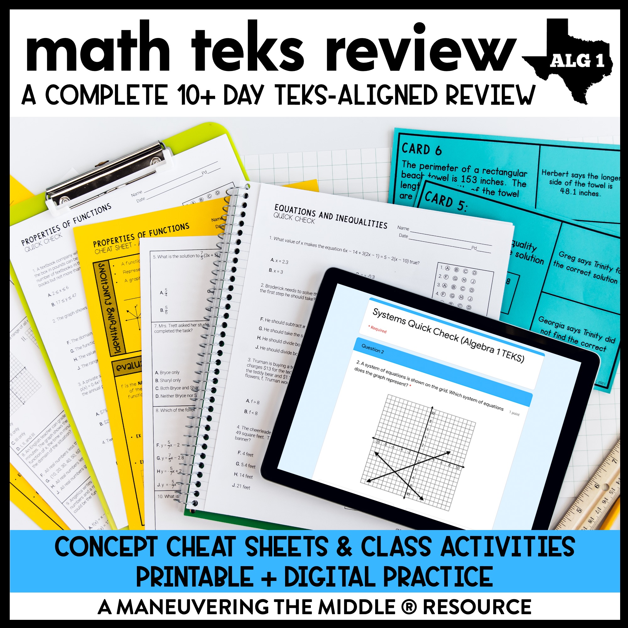 Algebra 1 Review and Test TEKS - the Middle