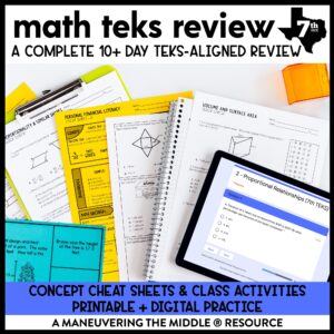 7th Grade Math Review and Test Prep TEKS