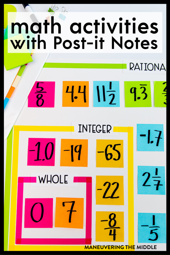 It is no secret that students and teachers love Post-it® Notes. Here are 12 ways to use them in your math or general classroom. | maneuveringthemiddle.com