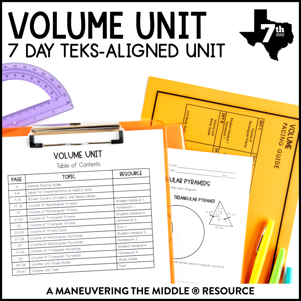 Volume Unit 7th Grade TEKS - Maneuvering the Middle