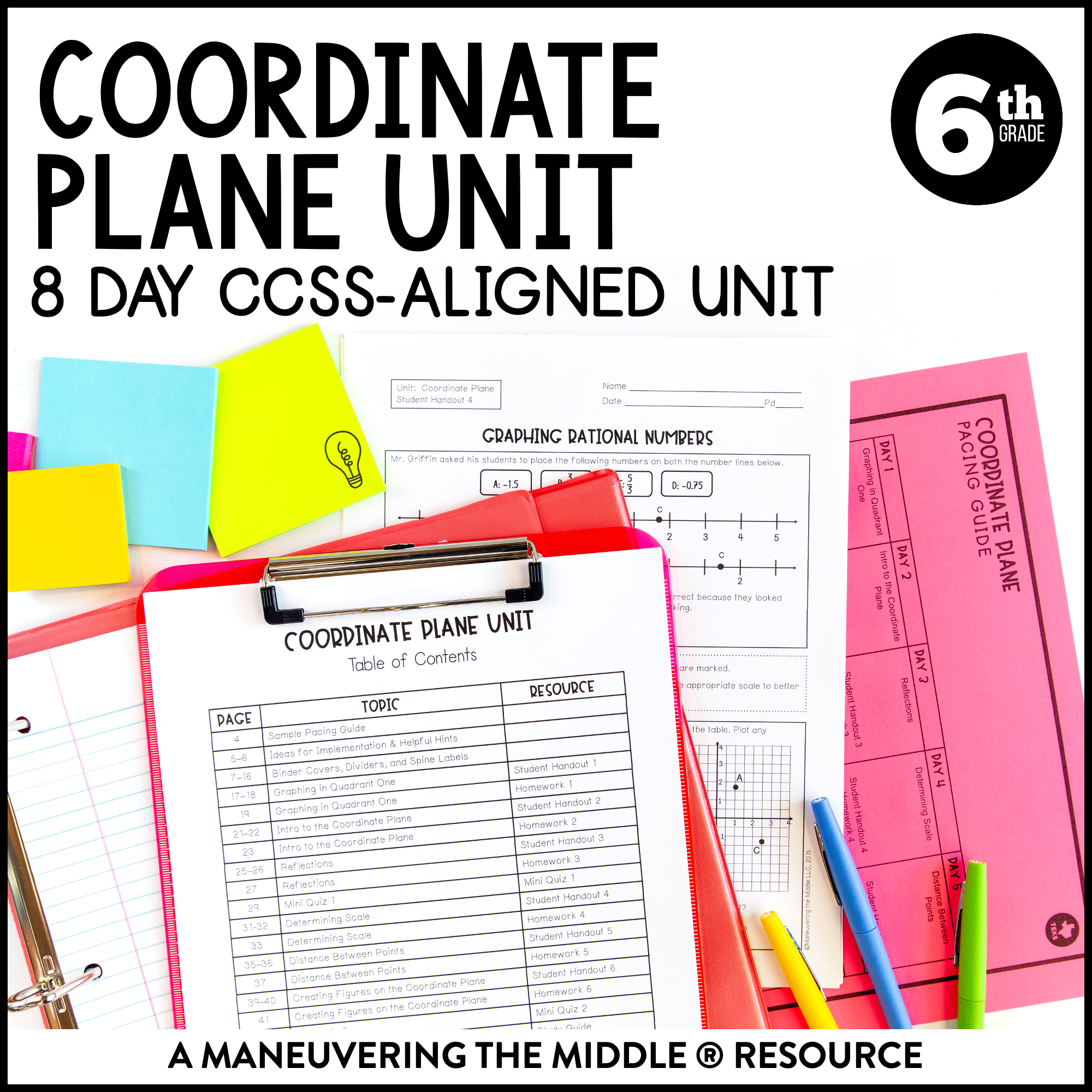 Coordinate Plane Unit 6th Grade CCSS - Maneuvering the Middle