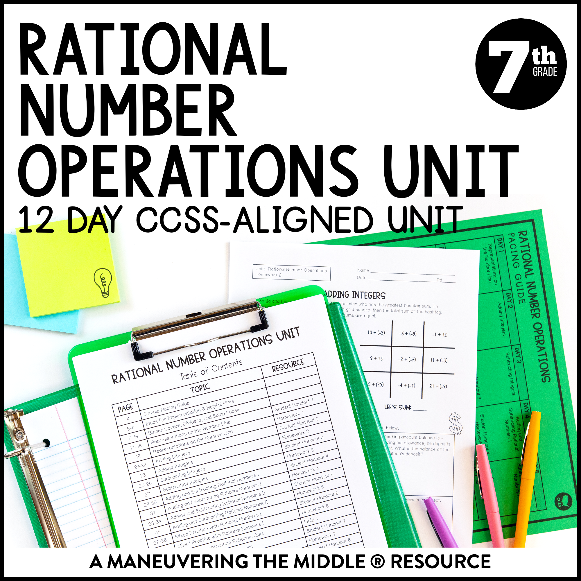 Rational Number Operations Unit 7th Grade Ccss Maneuvering The Middle