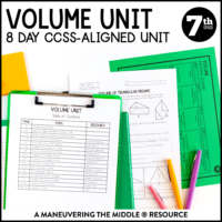 An 8-day CCSS-Aligned Volume Unit for 7th-Grade - including finding the volume of rectangular prisms, triangular prisms, and composite figures, and more. | maneuveringthemiddle.com