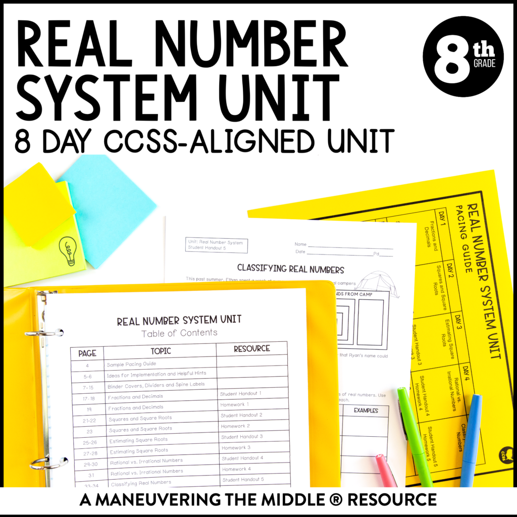 Real Number System Unit 8th Grade CCSS Maneuvering The Middle