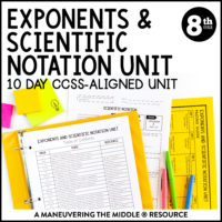 ccss 8th exponents and scientific notaition unit