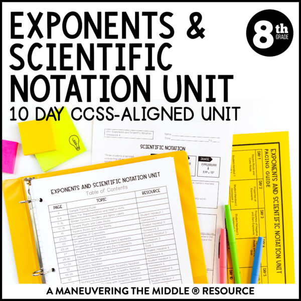 ccss 8th exponents and scientific notaition unit