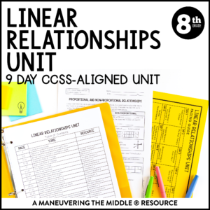 ccss 8th linear relationships unit