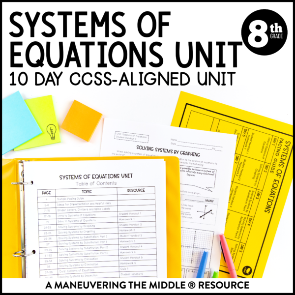 ccss 8th systems of equations unit
