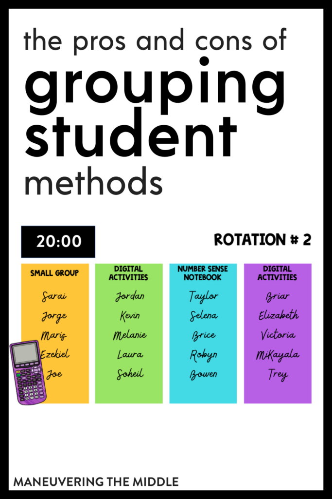 Grouping students is a necessary but challenging aspect of group and partner work. Learn the pros and cons of various ways to group students. | maneuveringthemiddle.com