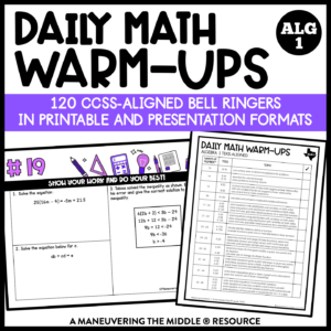 Math Warm-Ups Algebra 1 CCSS