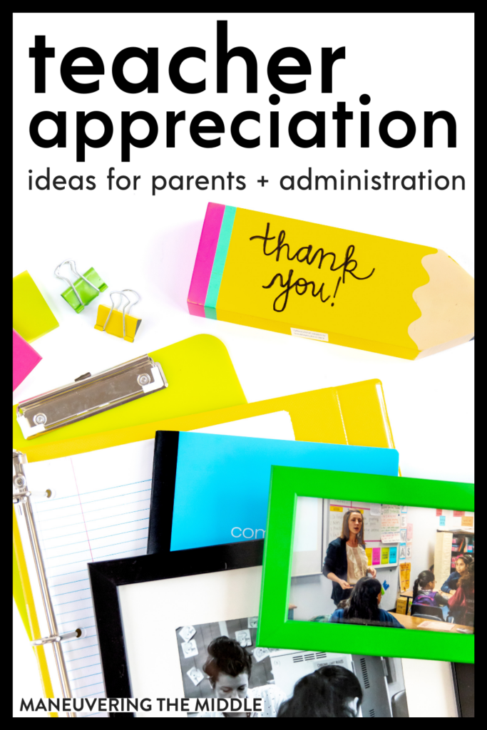 Teachers deserve to be fully appreciated. Check out our budget-conscience ideas to for teacher appreciation week. | maneuveringthemiddle.com