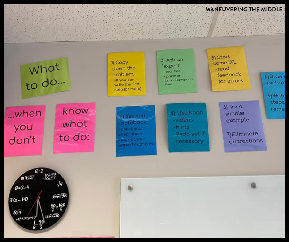 If your students give up as soon as they encounter a tough math problem, then these ideas are for you! These tips will promote perseverance in your math classroom! | maneuveringthemiddle.com