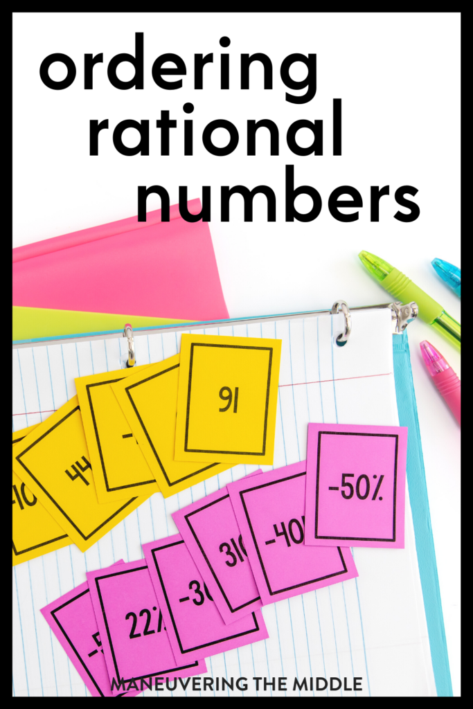 Ordering rational numbers is a middle school skill that requires a whole lot of other prerequisite skills. Check out post for tips to help students master. | maneuveringthemiddle.com
