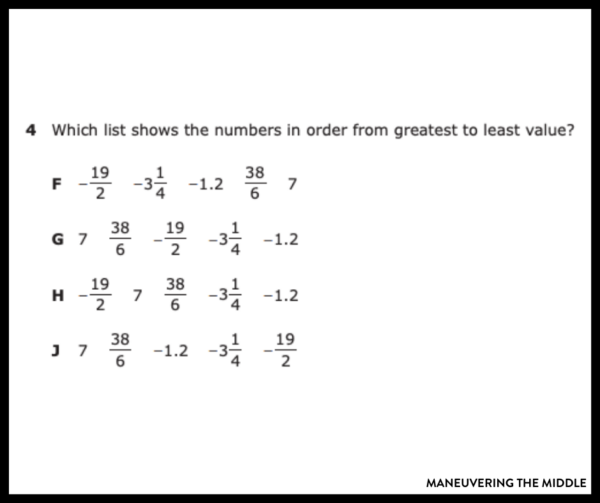 Ordering Rational Numbers Maneuvering The Middle 2194