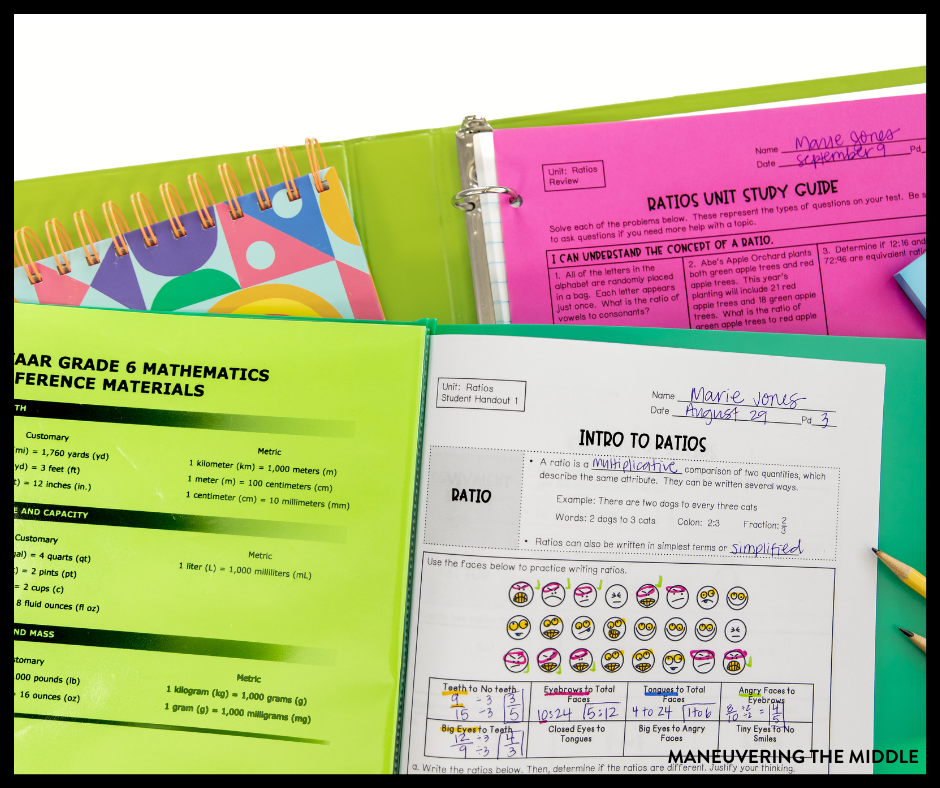 5 ideas for student organization to keep the paper clutter under control. Great for those who are emphasizing organization in their class. | maneuveringthemiddle.com