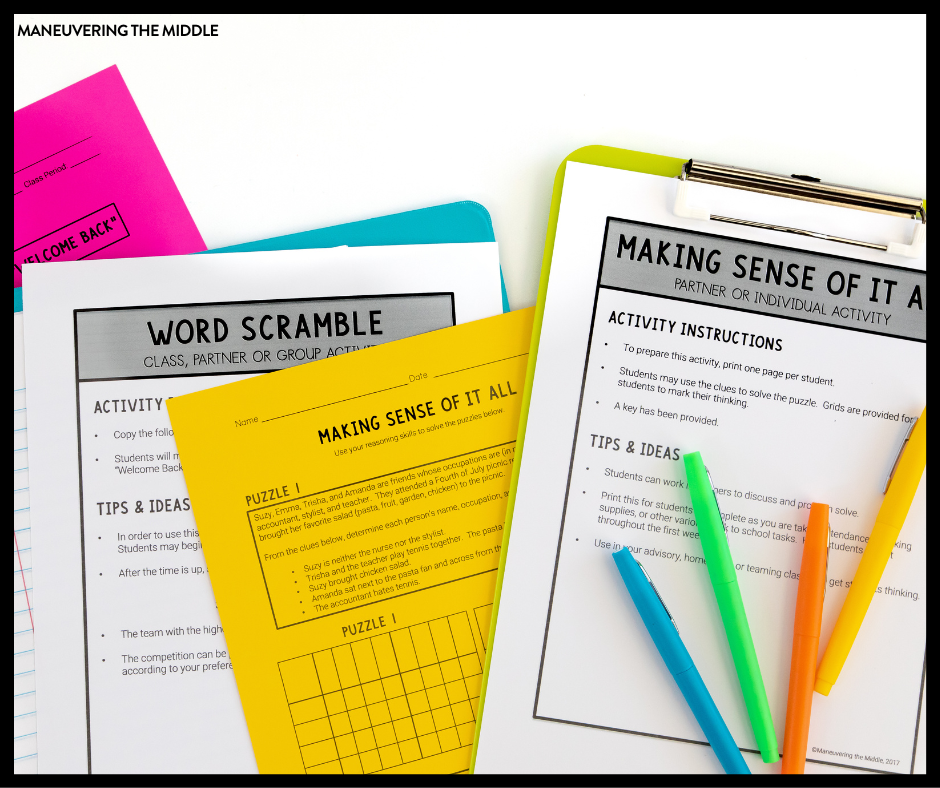 The first week of school is a great time to build classroom culture, community, and teach class routines. Ideas for engaging first week of school activities to make it easy and fun! | manevueringthemiddle.com