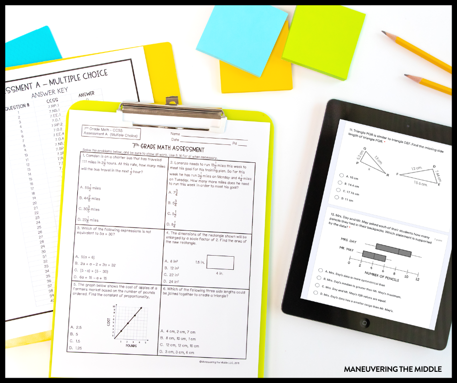 Math pre-assessments are often given at the beginning of the school year, but are pre-assessments necessary for your students? | maneuveringthemiddle.com