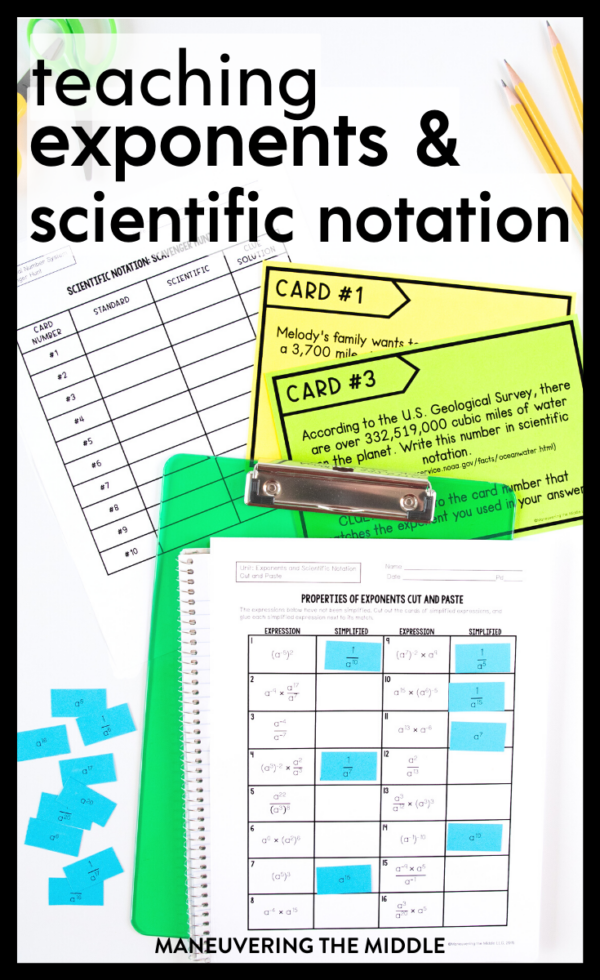 Teaching scientific notation and exponents maneuvering the middle