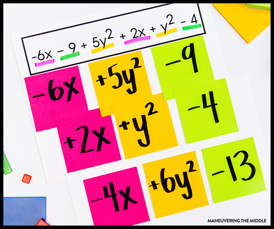 Simplifying expressions by combining like terms is foundational for algebra and all future math. Check out these great tips! | maneuveringthemiddle.com