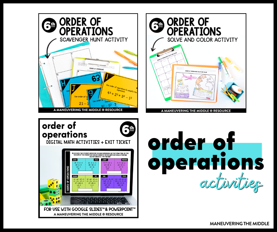 Order of operations is a student and teacher favorite. Check out our tips for mastering this math skill in your middle school classroom. | maneuveringthemiddle.com