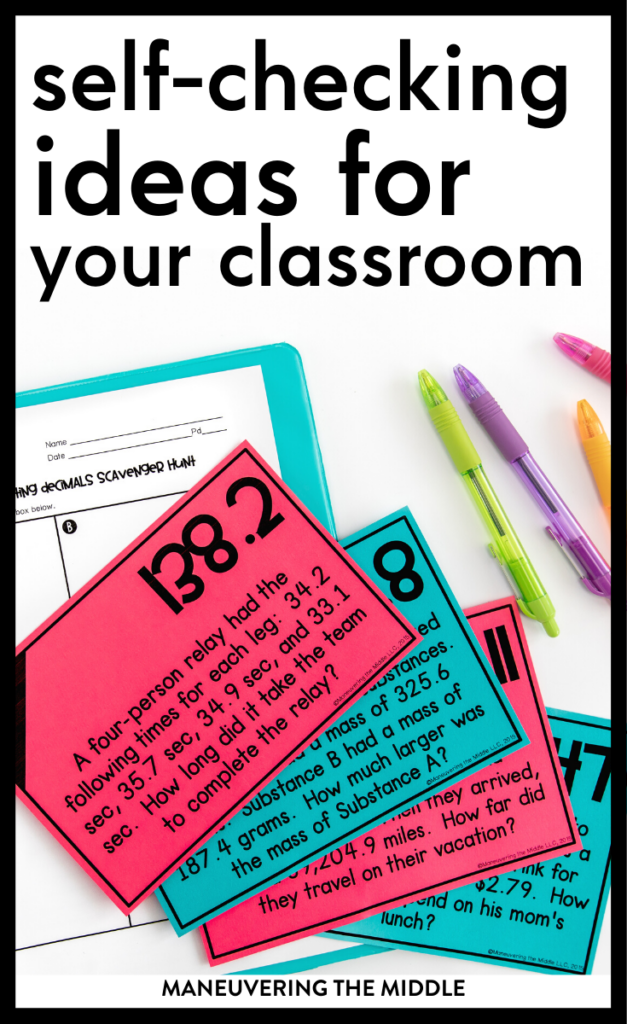 Self-checking activities and routines are so helpful. Students get the feedback they need to move on. Check out our self-checking tips here! | maneuveringthemiddle.com