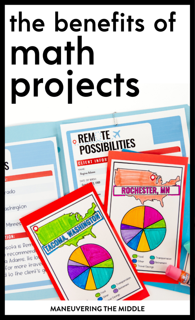 Math projects have so many benefits to your students. Check out why you should try a math project in your classroom. | maneuveringthemiddle.com