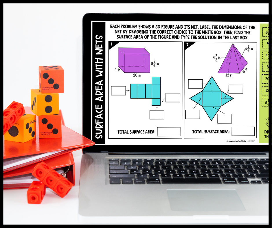 Teaching surface area is hands-on and engaging! Check out these 5 ideas for surface area of prisms, cylinders, and pyramids! | mneuveringthemiddle.com