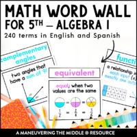 Math Word Wall 5th, 6th, 7th, 8th, Algebra 1