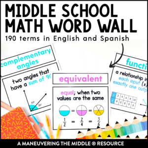 Math Word Wall for Middle School