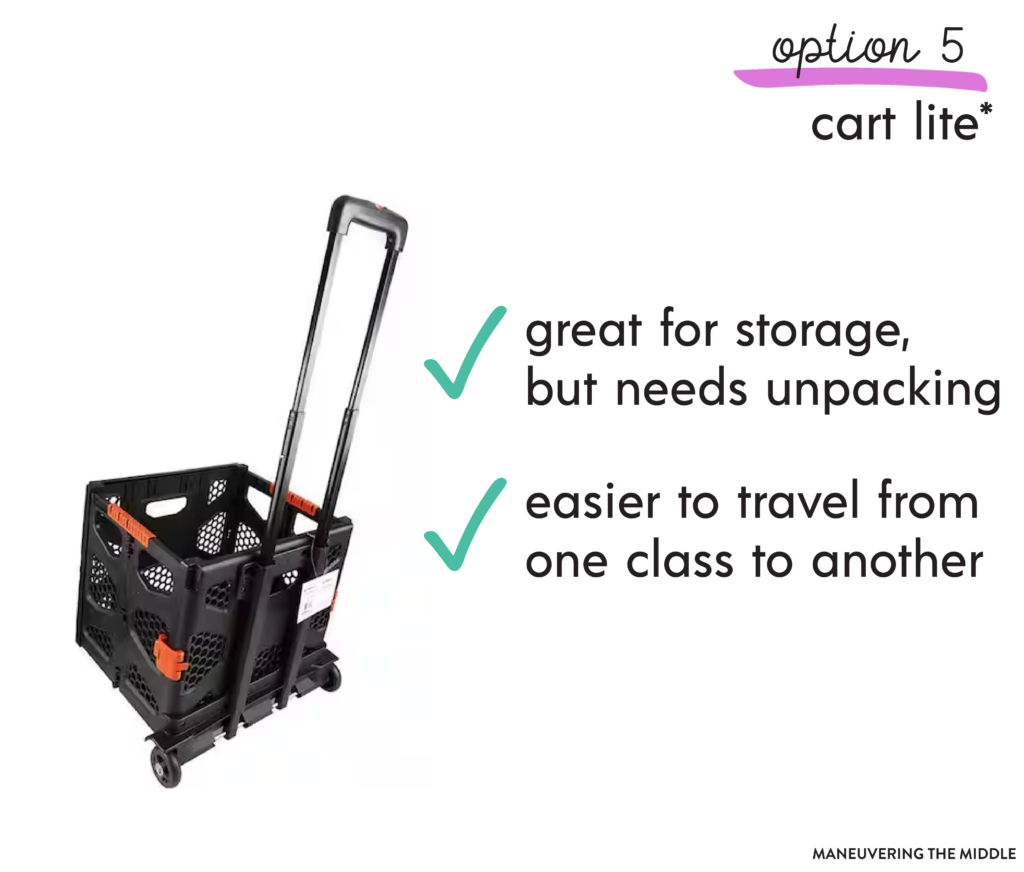 If you are going to be teaching from a cart this year, then read our tips for making the transition smooth and find out our top cart picks! | maneuveringthemiddle.com