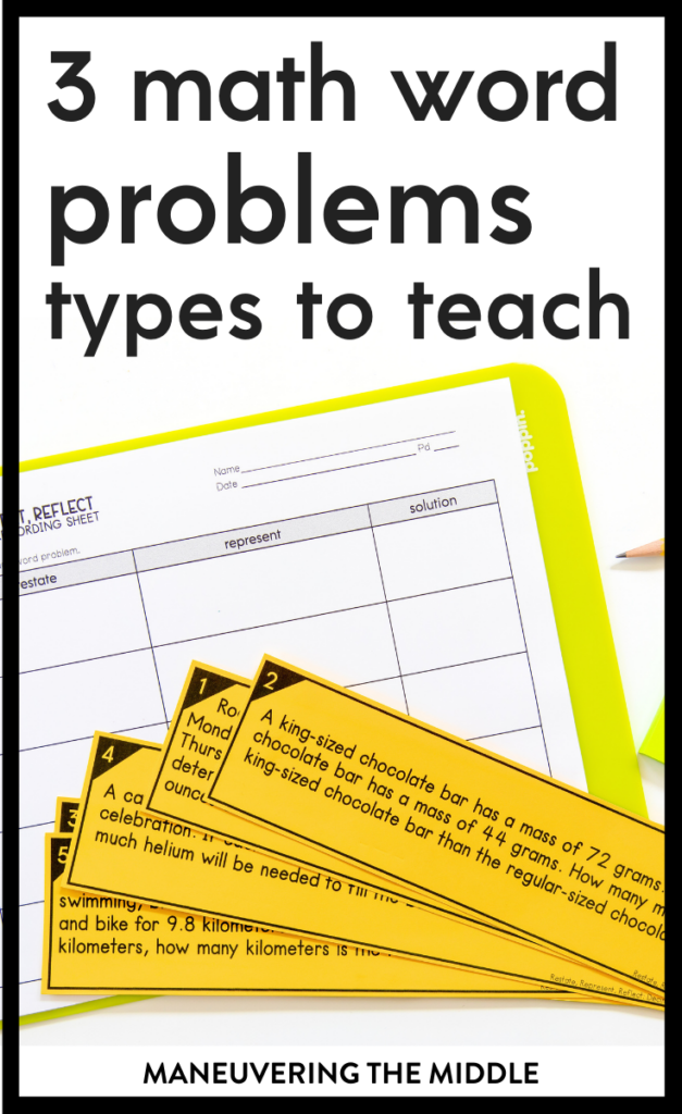 There are 3 types of word problems that your students will benefit from knowing: action, relationship, and comparison. Learn more here! | maneuveringthemiddle.com