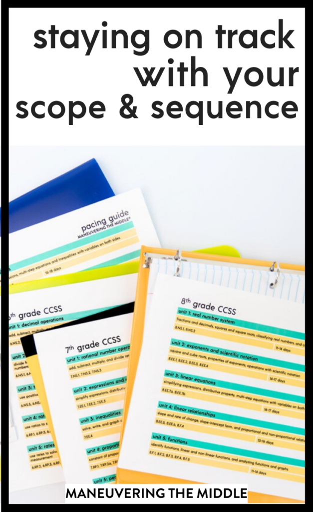 Getting behind with your scope and sequence is a common issue facing teachers!  These 8 tips will help you stay on track. | maneuveringthemiddle.com