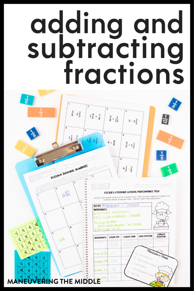 Adding and subtracting fractions using models is an excellent way to introduce fractions to 5th grade students. Learn how to do this here! | maneuveringthemiddle.com