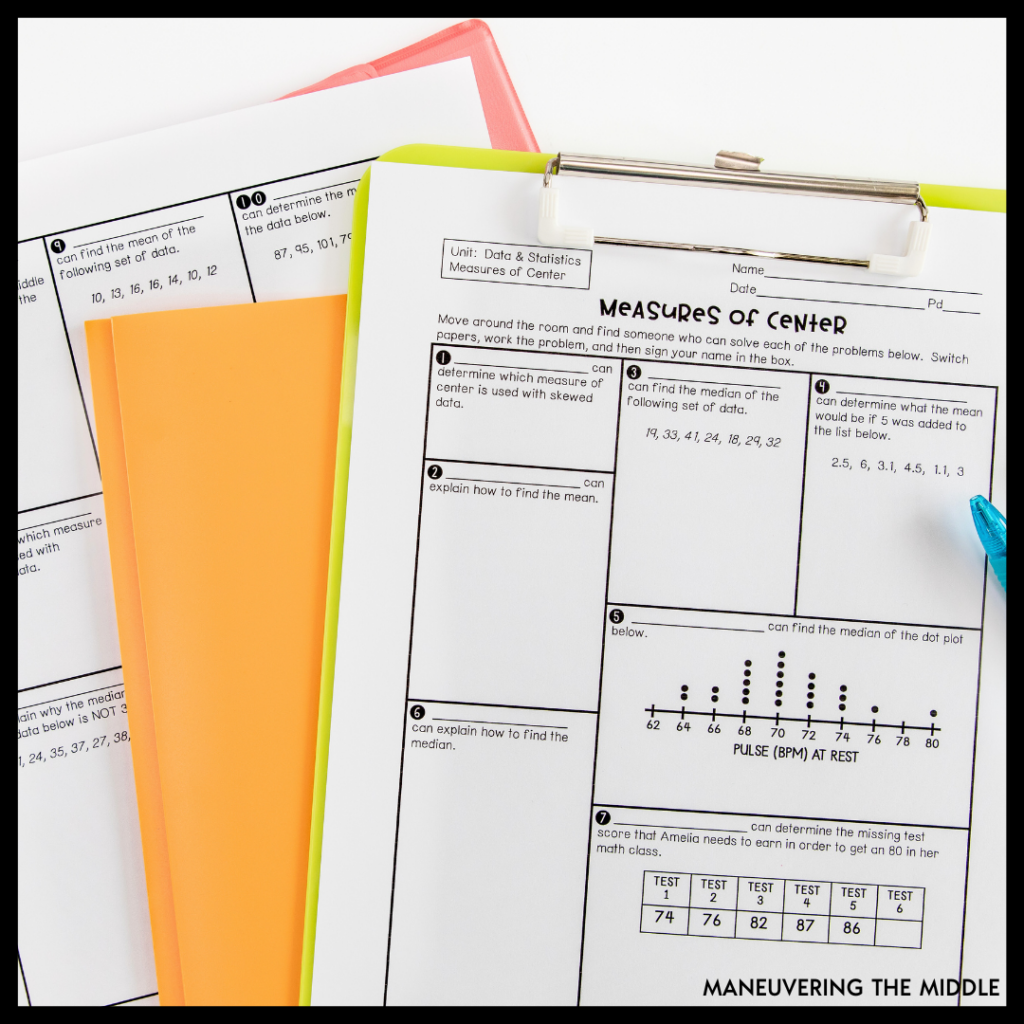 Are you about to teach mean, median, and mode? Check out this post for tips on teaching measures of center. | maneuveringthemiddle.com