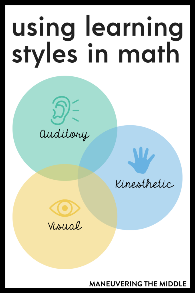 As teachers, we can use and blend auditory, visual, and kinesthetic learning styles into our classrooms to make math more accessible. | maneuveringthemiddle.com